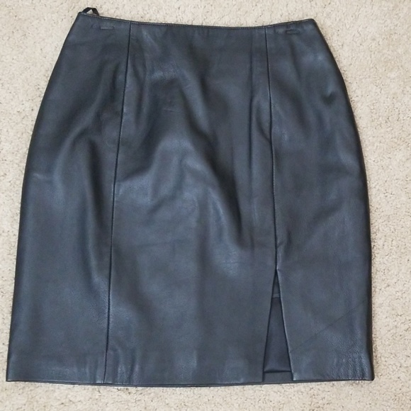 New Black Leather High Waisted Skirt